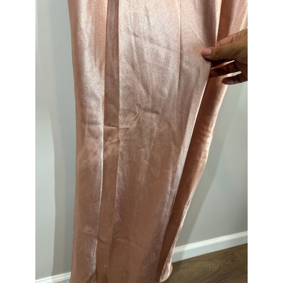 Birdy Grey Blush Pink Satin Evening Gown Size XS Elegant Formal Maxi Slit Dress - Picture 7 of 10